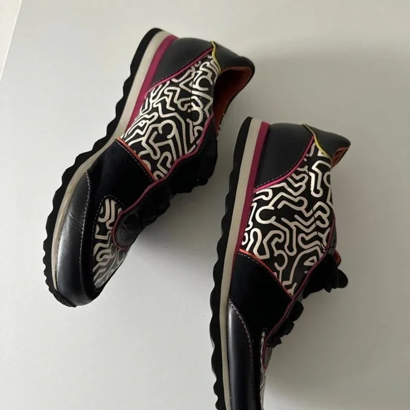 COACH x Keith Haring Leather Black Pink White Sneakers Limited Edition - Picture 6 of 16